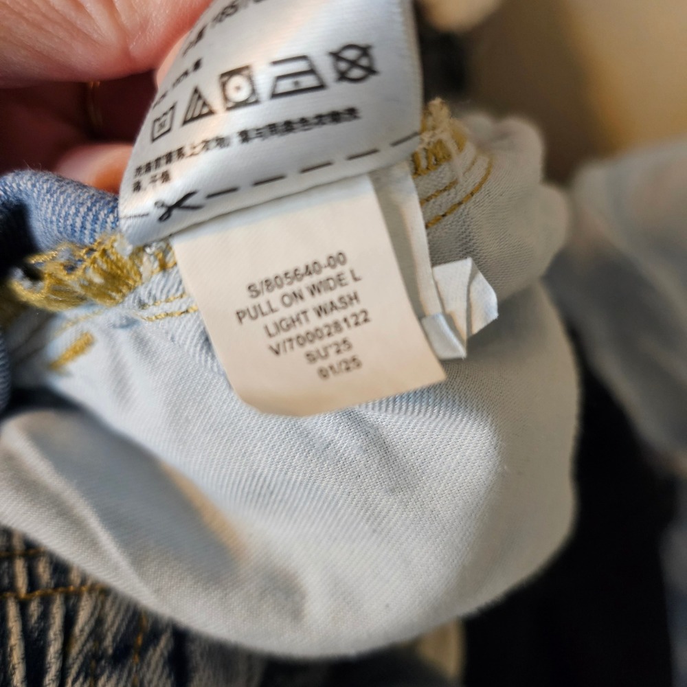 GAP Wide Leg Drawstring Denim Jeans Light Blue - Picture 9 of 10